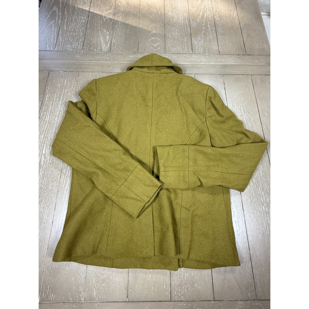 Sparkle & Fade Wool Blend Moto Jacket Large Double Breasted Peacoat Olive - Picture 2 of 16